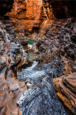 rocky waterfall - Kermits Pool, Hancock Gorge, Karijini National Park, The Pilbara, Western Australia, Australia Stock Photo - Rights-Managed, Code: 700-06809040