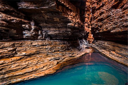 erosion - Kermits Pool, Hancock Gorge, Karijini National Park, The Pilbara, Western Australia, Australia Stockbilder - Lizenzpflichtiges, Bildnummer: 700-06841546