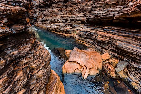 Spider Walk, Hancock Gorge, Karijini National Park, The Pilbara, Western Australia, Australia Stock Photo - Rights-Managed, Code: 700-06841542