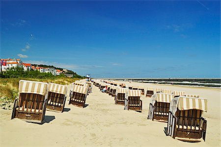 Beach chairs on beach, Usedom, Baltic Sea, Mecklenburg-Vorpommern, Germany, Europe Stock Photo - Rights-Managed, Code: 700-06894775