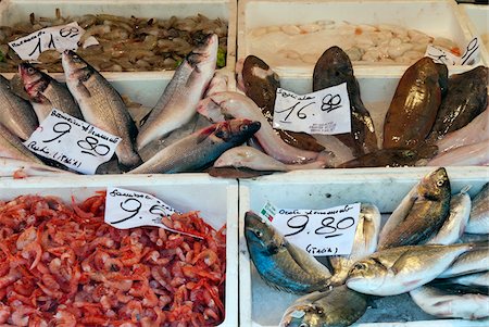 Close-up of fish at fish market at Ponte di Rialto, Venice, Veneto, Italy, Europe Photographie de stock - Rights-Managed, Code: 700-06895056