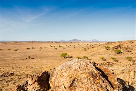 desert land - Scenic view of desert landscape, Damaraland, Kunene Region, Namibia, Africa Stock Photo - Rights-Managed, Code: 700-07067254