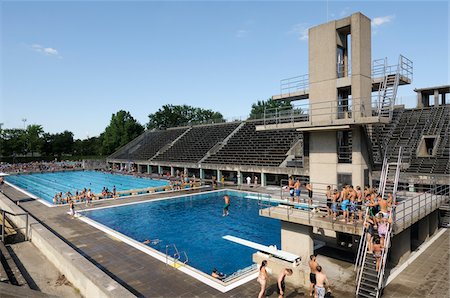 person swimming diving board - People at Swimming Pool, Olympic Stadium, Berlin, Germany Stock Photo - Rights-Managed, Code: 700-07122903