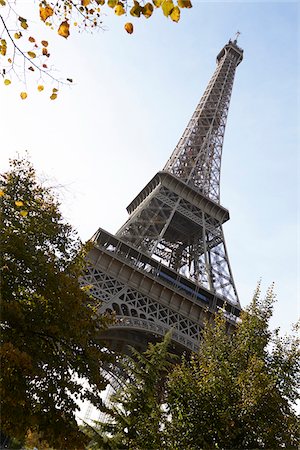 Low angle view of Eiffel Tower against blue sky, Paris, France Stock Photo - Rights-Managed, Code: 700-07165057