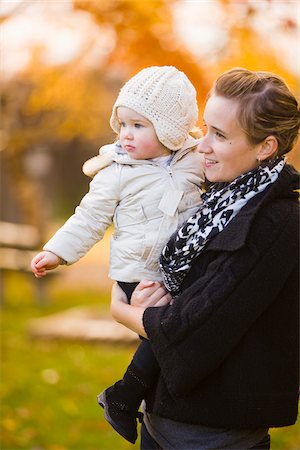 fall young family - Portrait of Mother holding Baby Daughter Outdoors, Scanlon Creek Conservation Area, Ontario, Canada Stock Photo - Rights-Managed, Code: 700-07199770