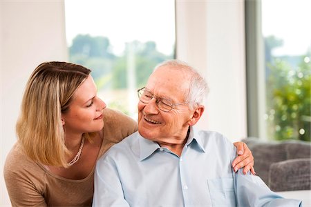 people looking at each other - Portrait of Young Woman and Senior Man, Mannheim, Baden-Wurttemberg, Germany Stock Photo - Rights-Managed, Code: 700-07192186