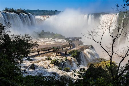 Scenic view of Iguacu Falls with footbridge, Iguacu National Park, Parana, Brazil Stock Photo - Rights-Managed, Code: 700-07204178