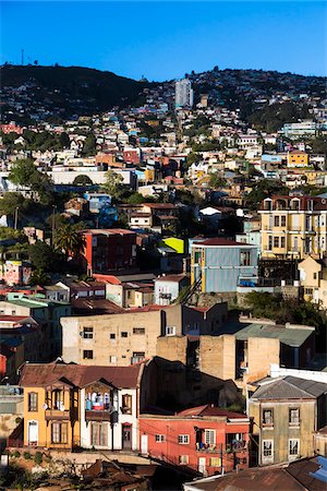 región de valparaíso - Overview of Residential Area, Valparaiso, Chile Foto de stock - Con derechos protegidos, Código: 700-07206666