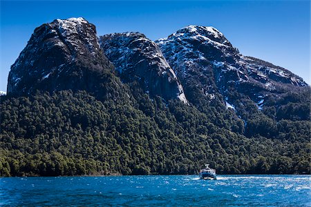 simsearch:400-08889384,k - Ferry boat on lake, The Andes Mountains at Nahuel Huapi National Park (Parque Nacional Nahuel Huapi­), Argentina Stock Photo - Rights-Managed, Code: 700-07237909