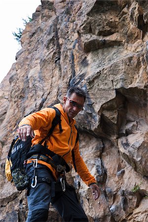 rock climber (male) - Mature Man Rock Climbing, Schriesheim, Baden-Wurttemberg, Germany Stock Photo - Rights-Managed, Code: 700-07238125