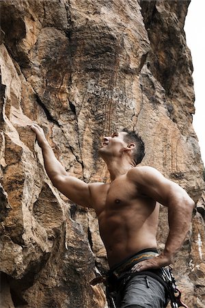 rock climbing harness - Mature Man Rock Climbing, Schriesheim, Baden-Wurttemberg, Germany Stock Photo - Rights-Managed, Code: 700-07238120