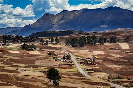 Scenic overview of farms and mountains near Chinchero, Sacred Valley of the Incas, Peru Stock Photo - Rights-Managed, Code: 700-07279107
