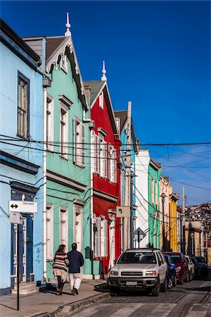 Colourful Houses on Street, Valparaiso, Chile Stock Photo - Rights-Managed, Code: 700-07288134