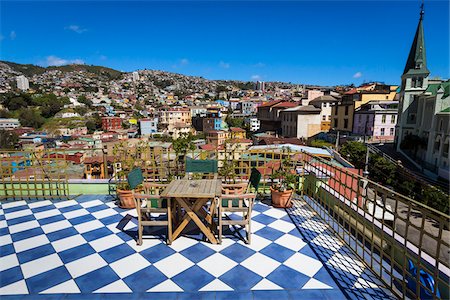 simsearch:862-03352173,k - Table and Chairs on Terrace, Valparaiso, Chile Stock Photo - Rights-Managed, Code: 700-07288132