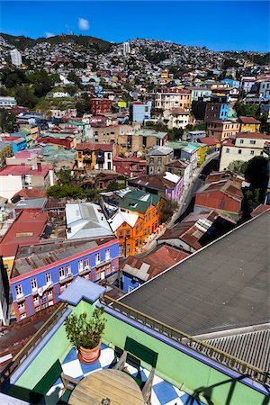 roof terrace - Terrace and Rooftops, Valparaiso, Chile Stock Photo - Rights-Managed, Code: 700-07288133