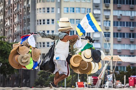 street seller - Hat Seller, Copacabana Beach, Rio de Janeiro, Brazil Stock Photo - Rights-Managed, Code: 700-07288149