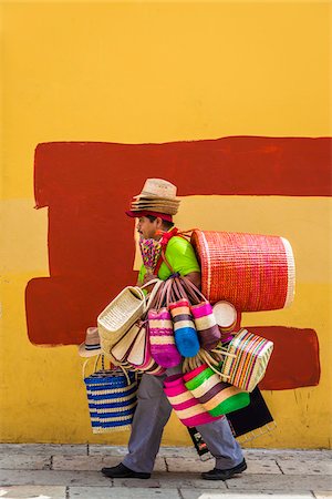 street vendor (male) - Basket and Hat Seller, Oaxaca de Juarez, Oaxaca, Mexico Stock Photo - Rights-Managed, Code: 700-07288167