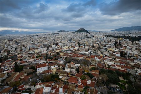 Scenic overview of the city of Athens with Mount Lycabettus, Athens, Greece Photographie de stock - Rights-Managed, Code: 700-07311295