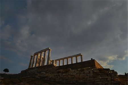 Temple of Poseidon at Sounion against sun, Acropolis, Athens, Greece Foto de stock - Con derechos protegidos, Código: 700-07311301
