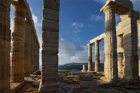 View of Temple of Poseidon at Sounion with Aegean Sea, Acropolis, Athens, Greece Stockbilder - Lizenzpflichtiges, Bildnummer: 700-07311303