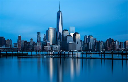 simsearch:700-07840772,k - City Skyline at Dusk with One World Trade Centre, Lower Manhattan, New York City, New York, USA Stock Photo - Rights-Managed, Code: 700-07529142