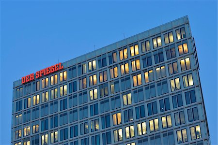 skyscraper evening - Der Spiegel Headquarters, Office Building at Dusk, Hamburg, Germany Stock Photo - Rights-Managed, Code: 700-07599821