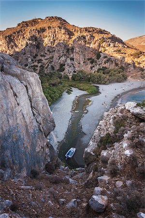 High angle view of Preveli Beach, Crete, Greece. Stock Photo - Rights-Managed, Code: 700-07608382