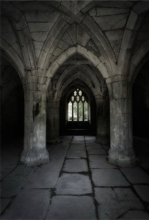 Valle Crucis Abbey, North Wales. Interior of the Chapter House. Stockbilder - Lizenzpflichtiges, Bildnummer: 700-07672286