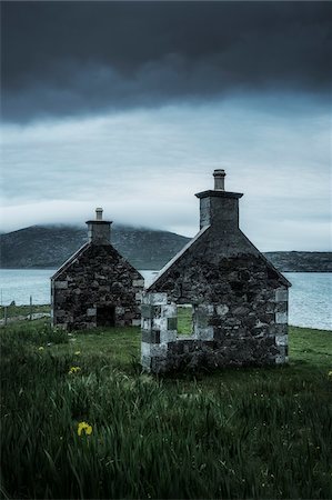 dark field - Old ruined house on the Outer Hebrides, Scotland, UK. Stock Photo - Rights-Managed, Code: 700-07672288