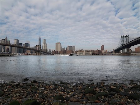 simsearch:700-07745127,k - View of Alphabet City (ABC Quarter) from the east river bank between Brooklyn Bridge and Manhattan Bridge in winter, New York City, New York, USA Stock Photo - Rights-Managed, Code: 700-07698690