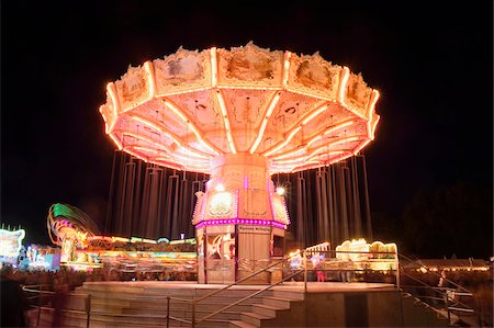 fairground rides - Illuminated Ride at Public Festival at Night, Neumarkt in der Oberpfalz, Upper Palatinate, Bavaria, Germany Stock Photo - Rights-Managed, Code: 700-07708397
