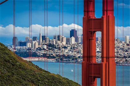 puffy clouds - Golden Gate Bridge, San Francisco, California, USA Stock Photo - Rights-Managed, Code: 700-07735923