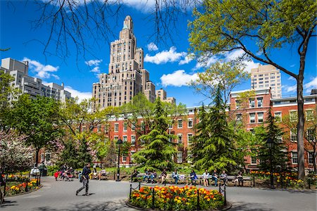 spring blossoming trees - Washington Square Park, Greenwich Village, New York City, New York, USA Stock Photo - Rights-Managed, Code: 700-07744955