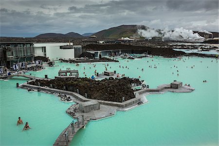 Overview of Blue Lagoon Geothermal Spa, Grindavi­k, Reykjanes Peninsula, South Iceland, Iceland Foto de stock - Con derechos protegidos, Código: 700-07745207