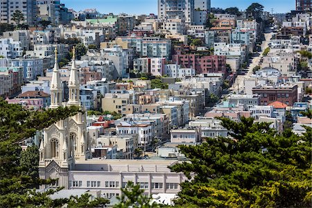 san francisco peninsula - Filbert Street and Saints Peter and Paul Church from Telegraph Hill, San Francisco, California, USA Photographie de stock - Rights-Managed, Code: 700-07743460
