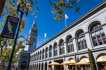 patio umbrella - Ferry Building, The Embarcadero, San Francisco, California, United States Stock Photo - Rights-Managed, Code: 700-07743461