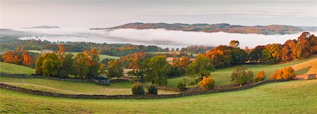 foggy landscape - Lake Windermere at Sunrise on Misty Autumn Morning, Lake District, Cumbria, England Foto de stock - Con derechos protegidos, Código: 700-07760378