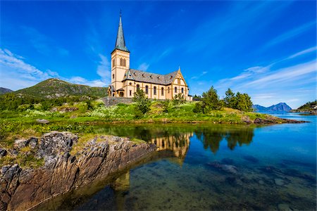 Lofoten Cathedral, Kabelvag, Lofoten, Norway Fotografie stock - Rights-Managed, Codice: 700-07784235