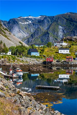 fiordo - Sund, Flakstad, Flakstadoya, Lofoten Archipelago, Norway Fotografie stock - Rights-Managed, Codice: 700-07784311