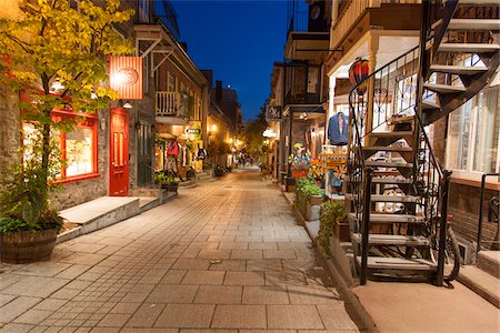 spiral staircase - Old Quebec City at Night, Quebec, Canada Stock Photo - Rights-Managed, Code: 700-07784362