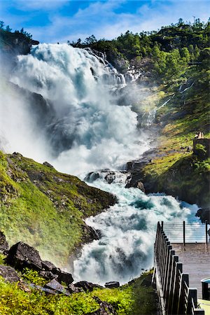 Kjosfossen Waterfall along Flam Railway, Aurland, Sogn og Fjordane, Norway Stockbilder - Lizenzpflichtiges, Bildnummer: 700-07784649