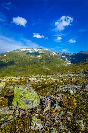 simsearch:700-07784502,k - Lichen Covered Rocks Along Bjorgavegen Tourist Route from Aurland to Laerdal, Sogn og Fjordane, Norway Stock Photo - Rights-Managed, Code: 700-07784659
