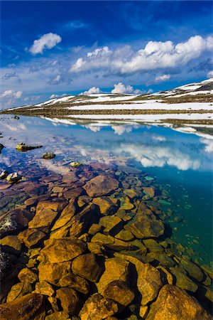 Mountain lake along the Bjorgavegen Tourist Route from Aurland to Laerdal, Norway Stock Photo - Rights-Managed, Code: 700-07784665