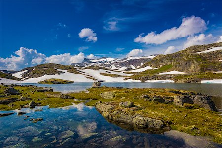 simsearch:700-07784682,k - Mountain lake along the Bjorgavegen Tourist Route from Aurland to Laerdal, Norway Stock Photo - Rights-Managed, Code: 700-07784666