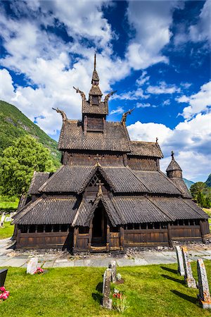 famous landmarks norway - Borgund Stave Church, Borgund, Sogn og Fjordane, Norway Stock Photo - Rights-Managed, Code: 700-07784670