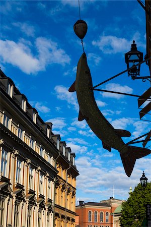 Buildings and close-up of sign, Gamla Stan (Old Town), Stockholm, Sweden Stock Photo - Rights-Managed, Code: 700-07783822