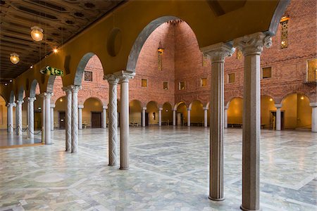 empty city european - The Blue Hall, interior of the Stockholm City Hall, Stockholm, Sweden Stock Photo - Rights-Managed, Code: 700-07783845