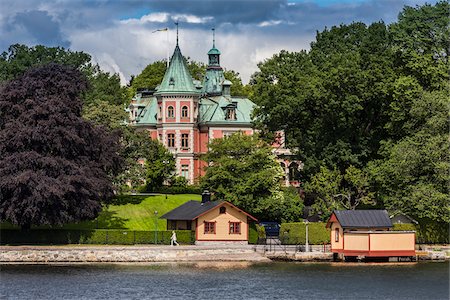 stockholm not people - Building and boathouse, waterfront, Stockholm, Sweden Stock Photo - Rights-Managed, Code: 700-07783853