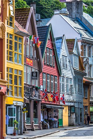 famous photo of dock - Hanseatic wharf of Bryggen, Bergen, Norway Stock Photo - Rights-Managed, Code: 700-07797745