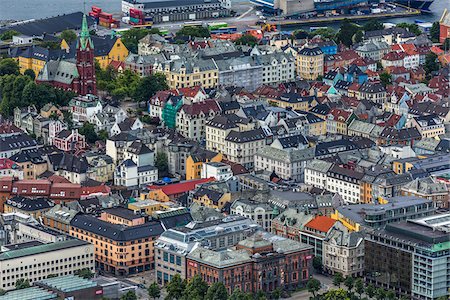 flat roof - Ariel view of city, Bergen, Norway Stock Photo - Rights-Managed, Code: 700-07797743